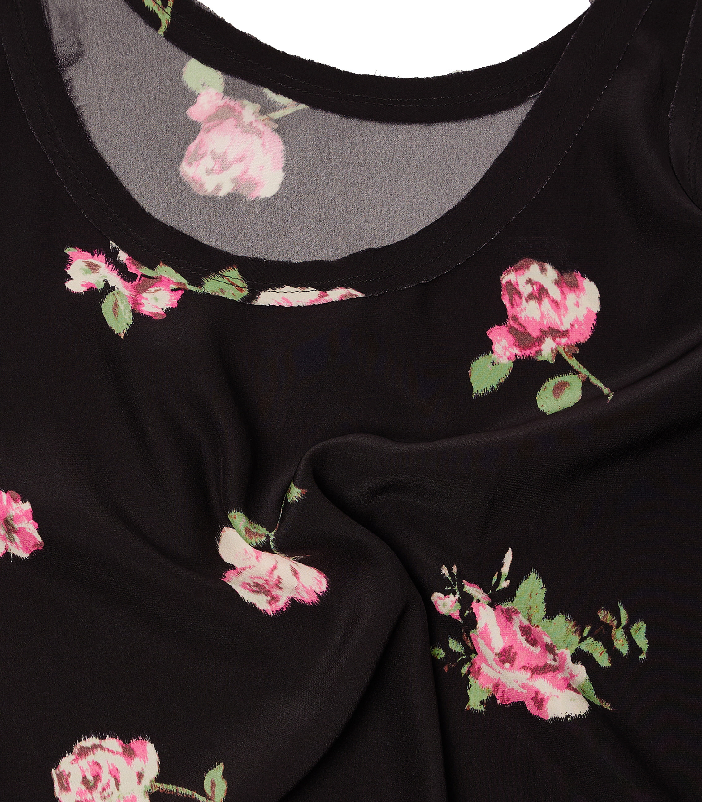 Floral Cutting Detail Silk Top /  플로럴 커팅 디테일 실크 탑