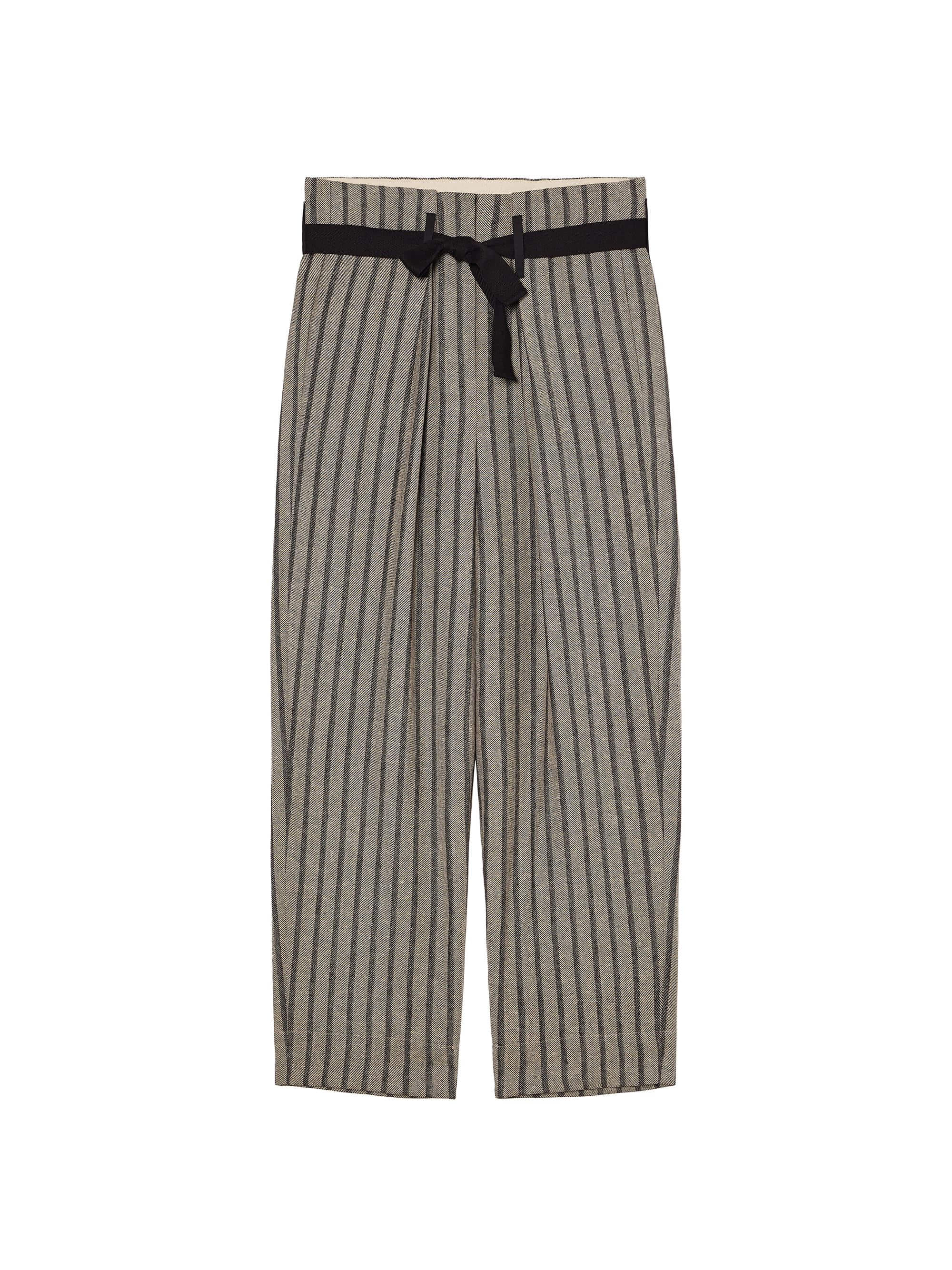 Cotton Linen Stripe Cropped Pants / 코튼 리넨 스트라이프 크롭 팬츠
