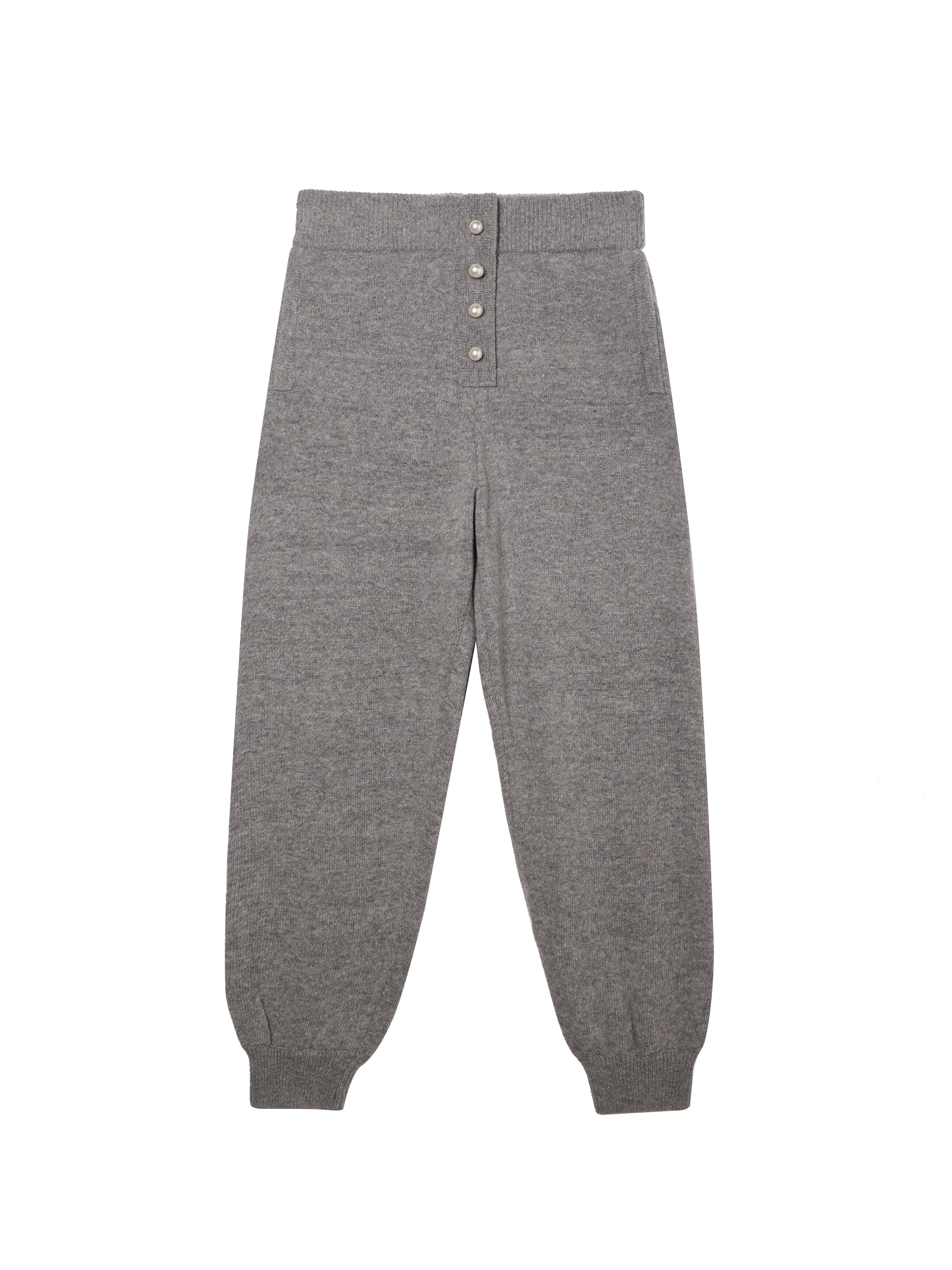 Pearl Button Detail Wool Cashmere Jogger Pants / 펄 버튼 디테일 울 캐시미어 조거 팬츠